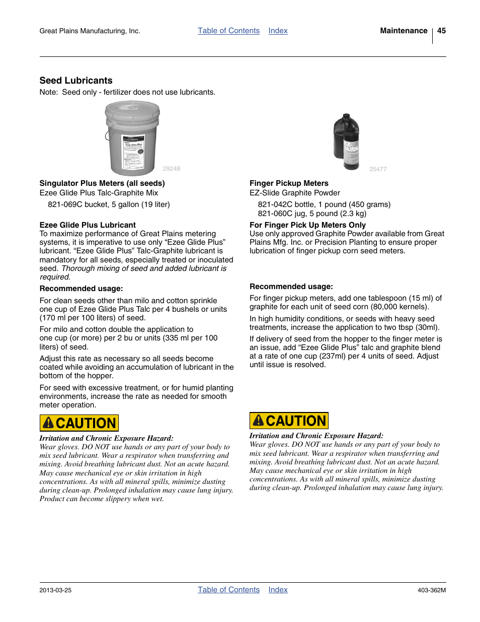 Seed lubricants | Great Plains YP40F Operator Manual User Manual | Page 49 / 76