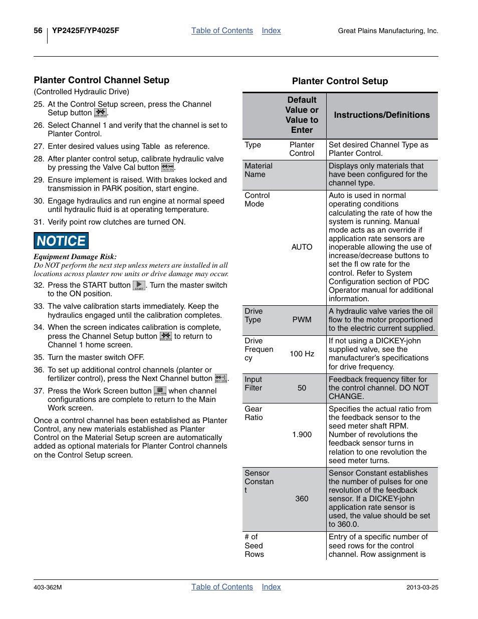 Planter control channel setup | Great Plains YP40F Operator Manual User Manual | Page 60 / 76