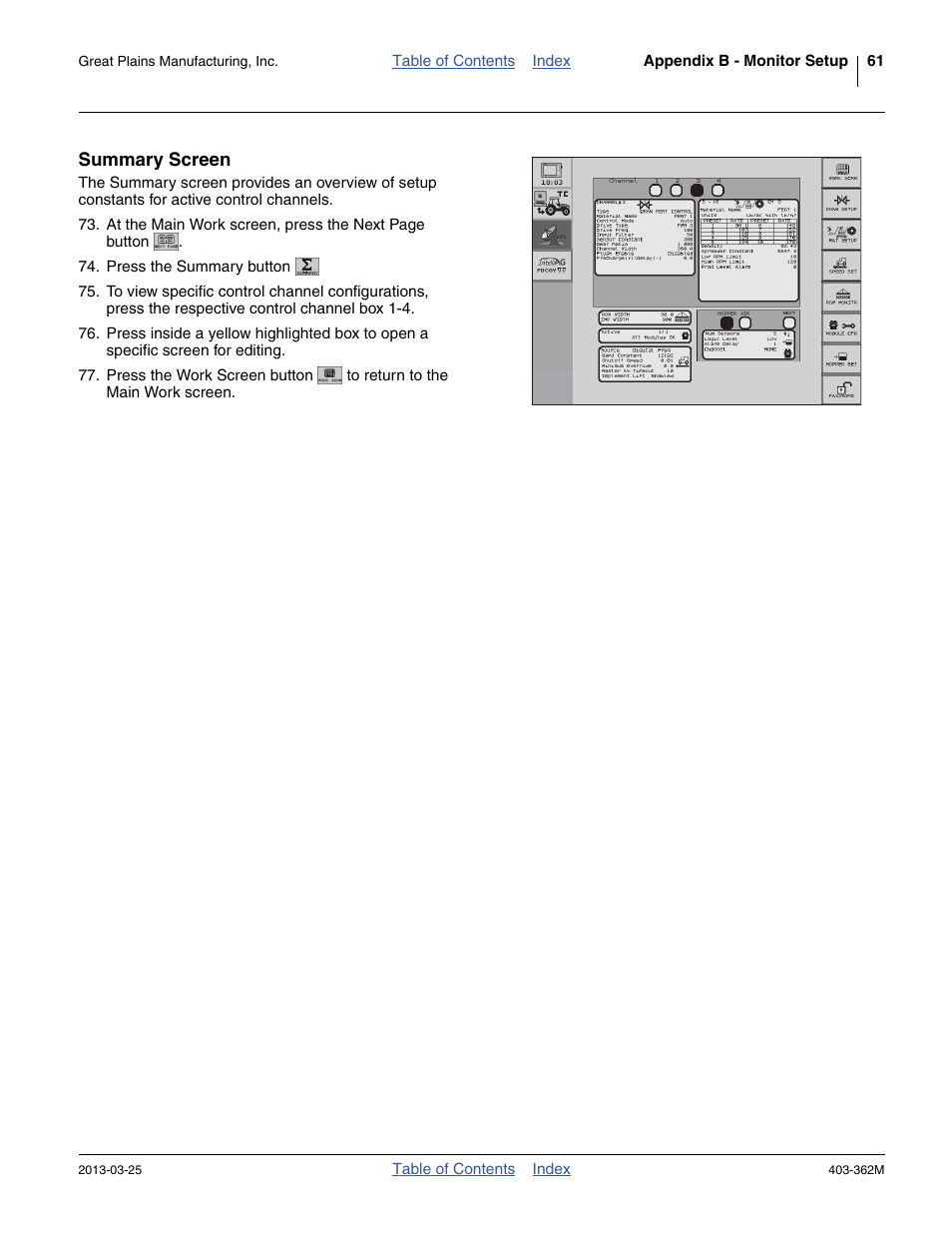 Summary screen | Great Plains YP40F Operator Manual User Manual | Page 65 / 76