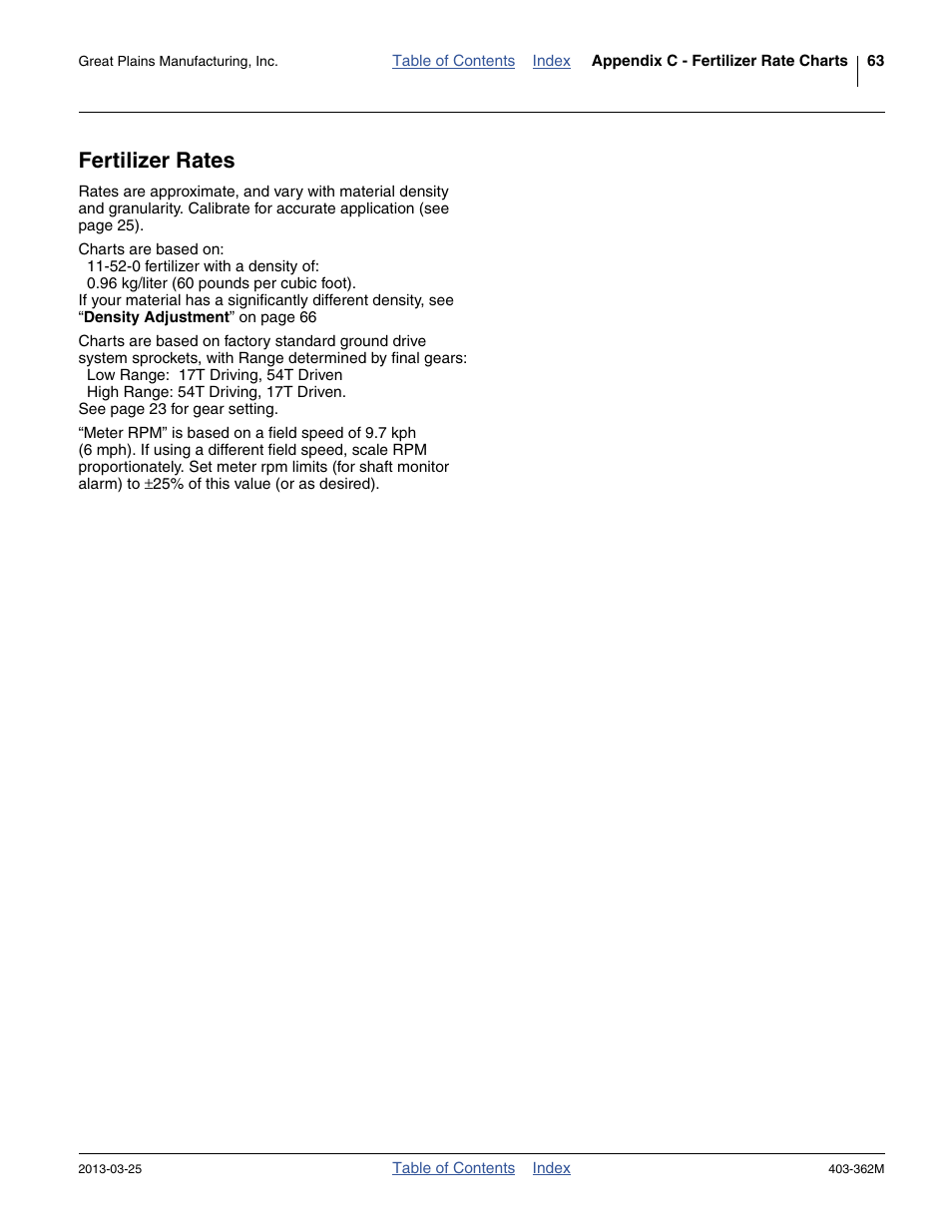 Fertilizer rates | Great Plains YP40F Operator Manual User Manual | Page 67 / 76