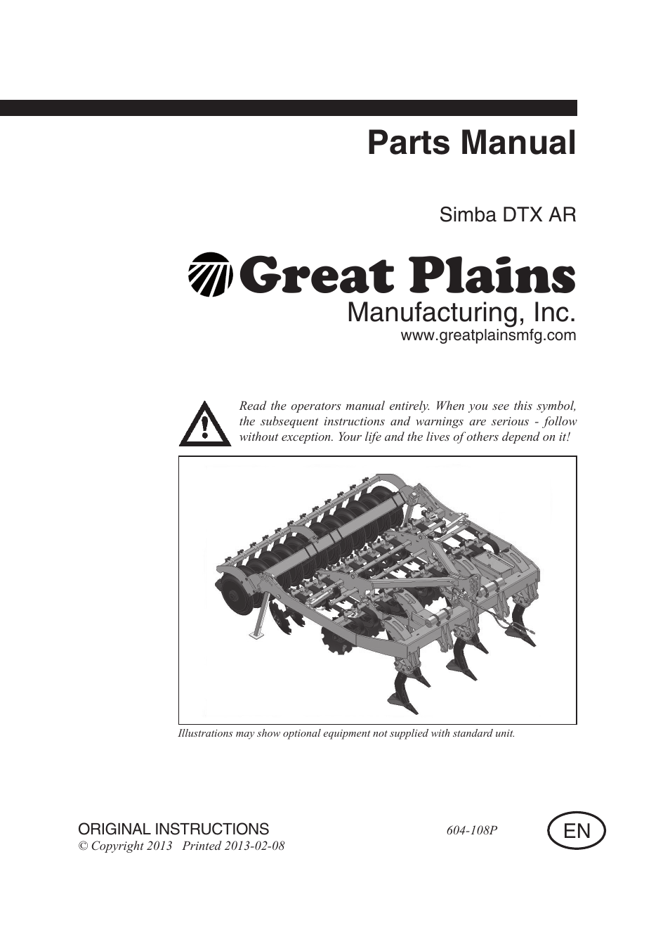 Great Plains Simba DTX AR Parts Manual User Manual | 32 pages