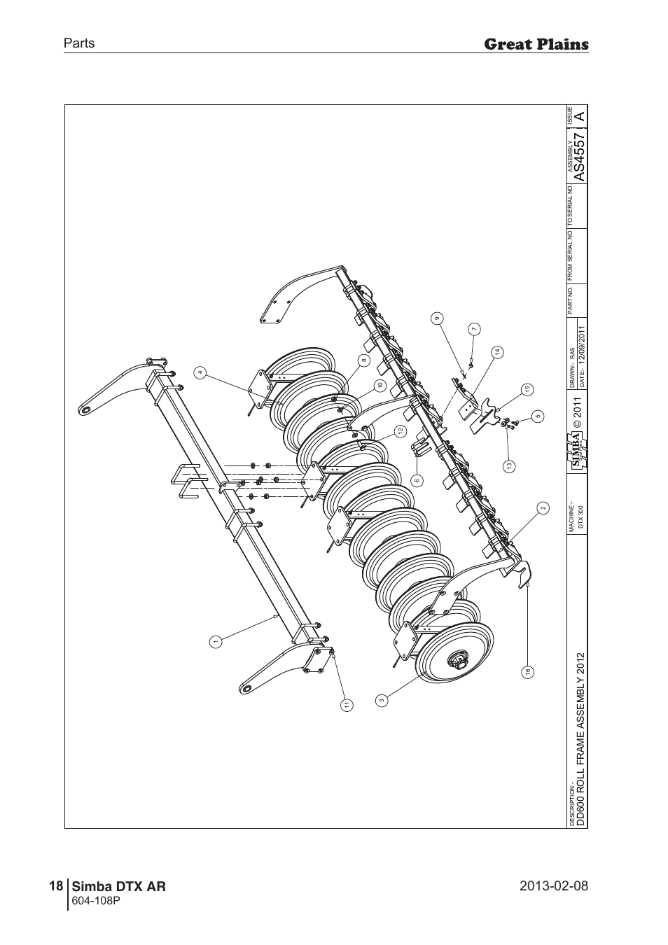 18 simba dtx ar, As4 55 7, 108p | Si m b a | Great Plains Simba DTX AR Parts Manual User Manual | Page 18 / 32