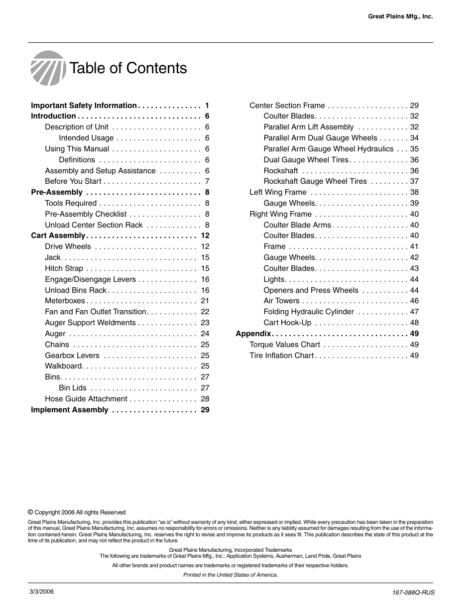 Great Plains ADC2220 Predelivery Manual User Manual | Page 2 / 52