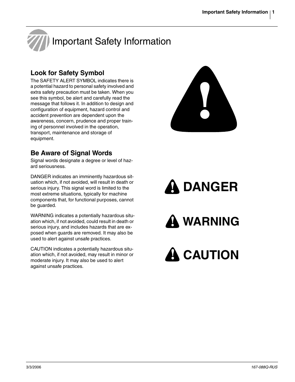 Danger, Caution, Warning | Great Plains ADC2220 Predelivery Manual User Manual | Page 3 / 52