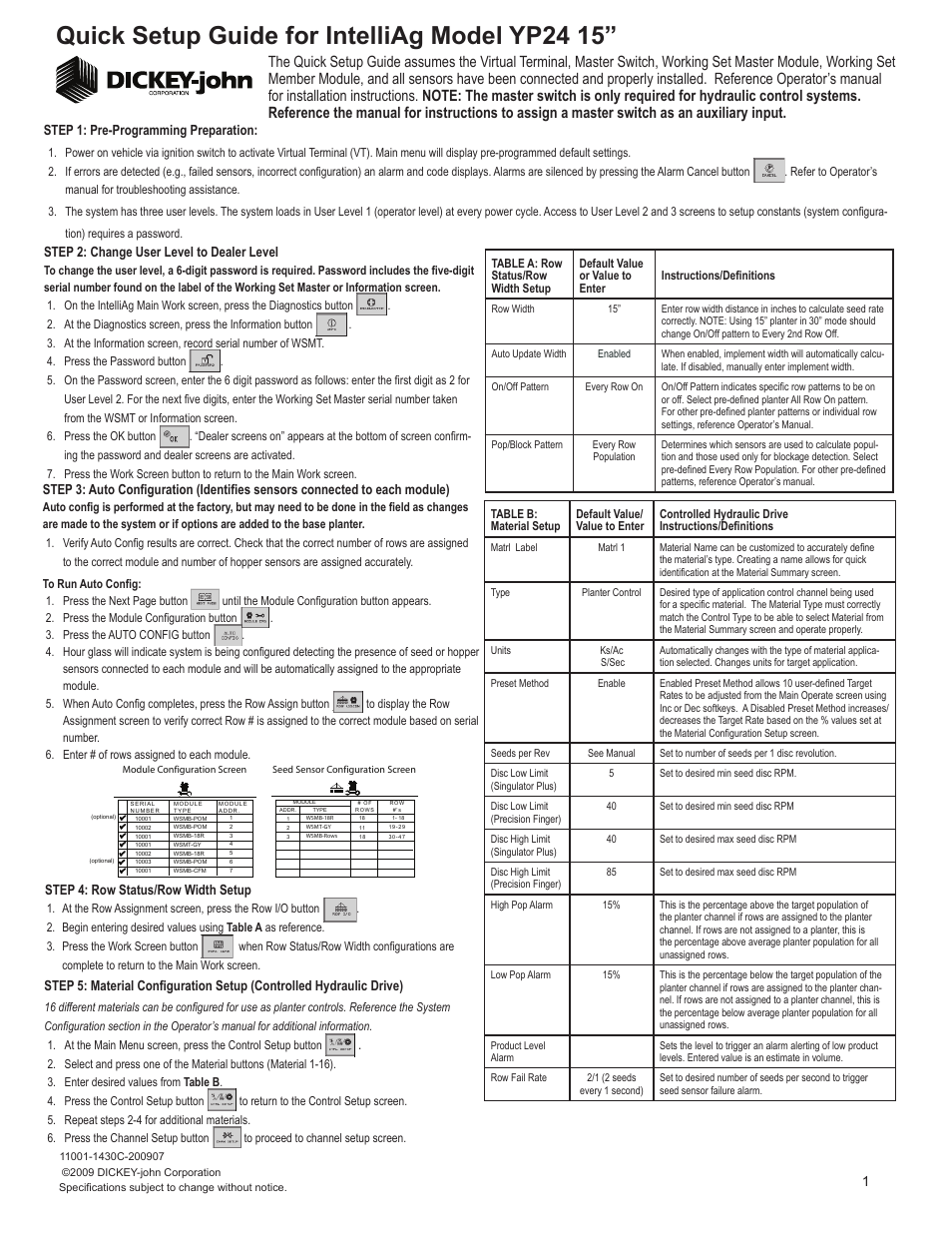 Great Plains YP2425-4715 47 Row 15 Inch Quick Start User Manual | 5 pages