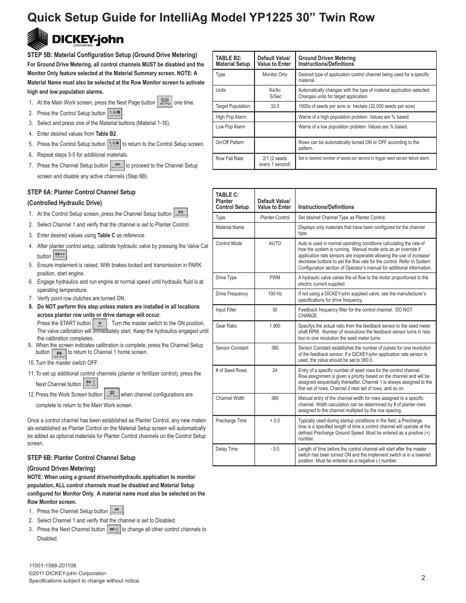 Great Plains YP1225-24TR 24 Twin Row 30 Inch Quick Start User Manual | Page 2 / 5