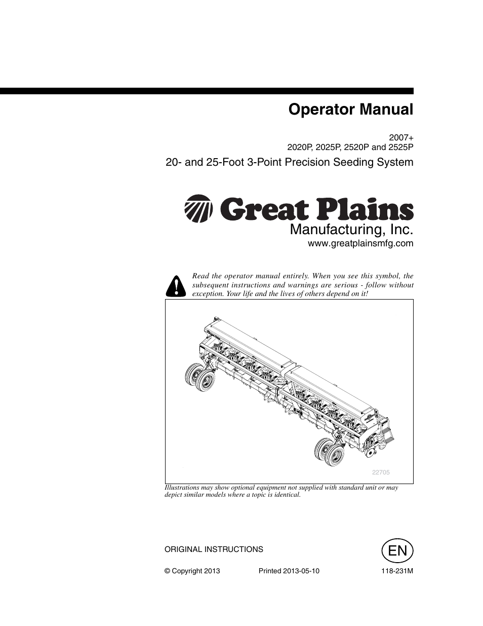 Great Plains 2525P Operator Manual User Manual | 106 pages