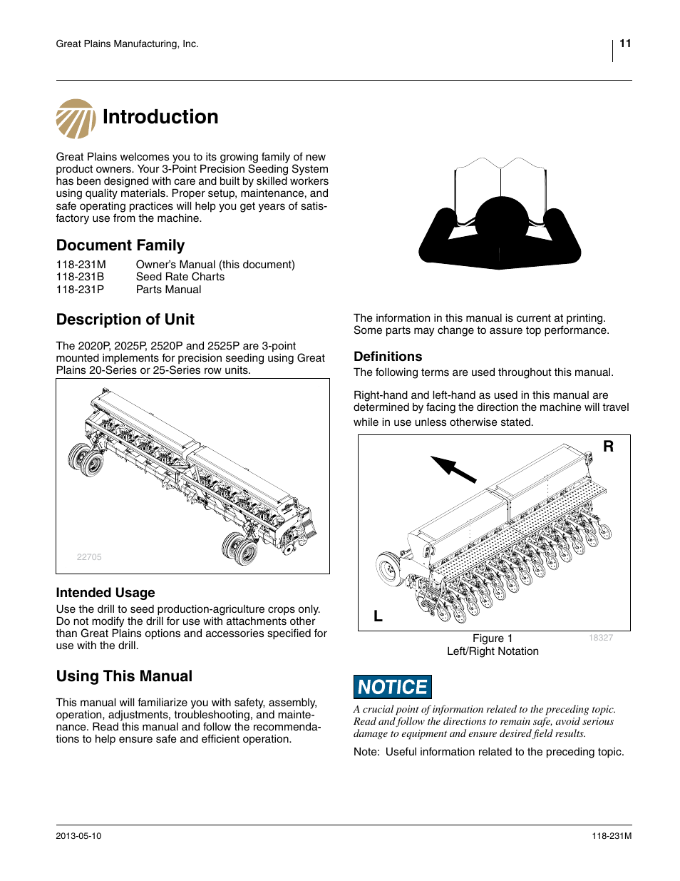 Introduction, Document family, Description of unit | Intended usage, Using this manual, Definitions, Introduction document family description of unit | Great Plains 2525P Operator Manual User Manual | Page 15 / 106