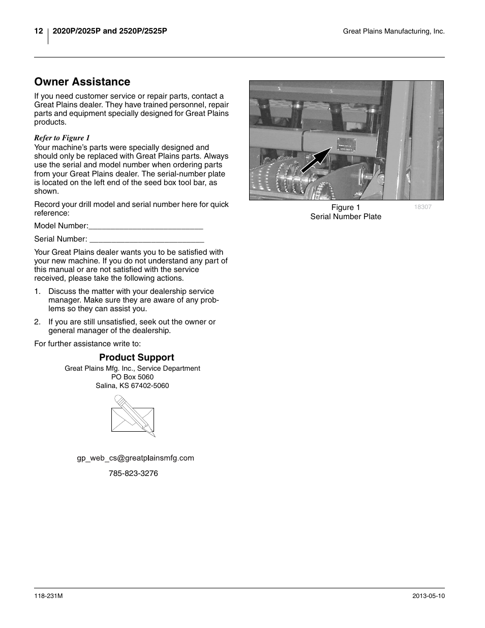 Owner assistance | Great Plains 2525P Operator Manual User Manual | Page 16 / 106