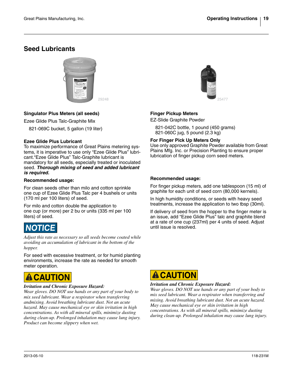 Seed lubricants, Finger pickup meters | Great Plains 2525P Operator Manual User Manual | Page 23 / 106