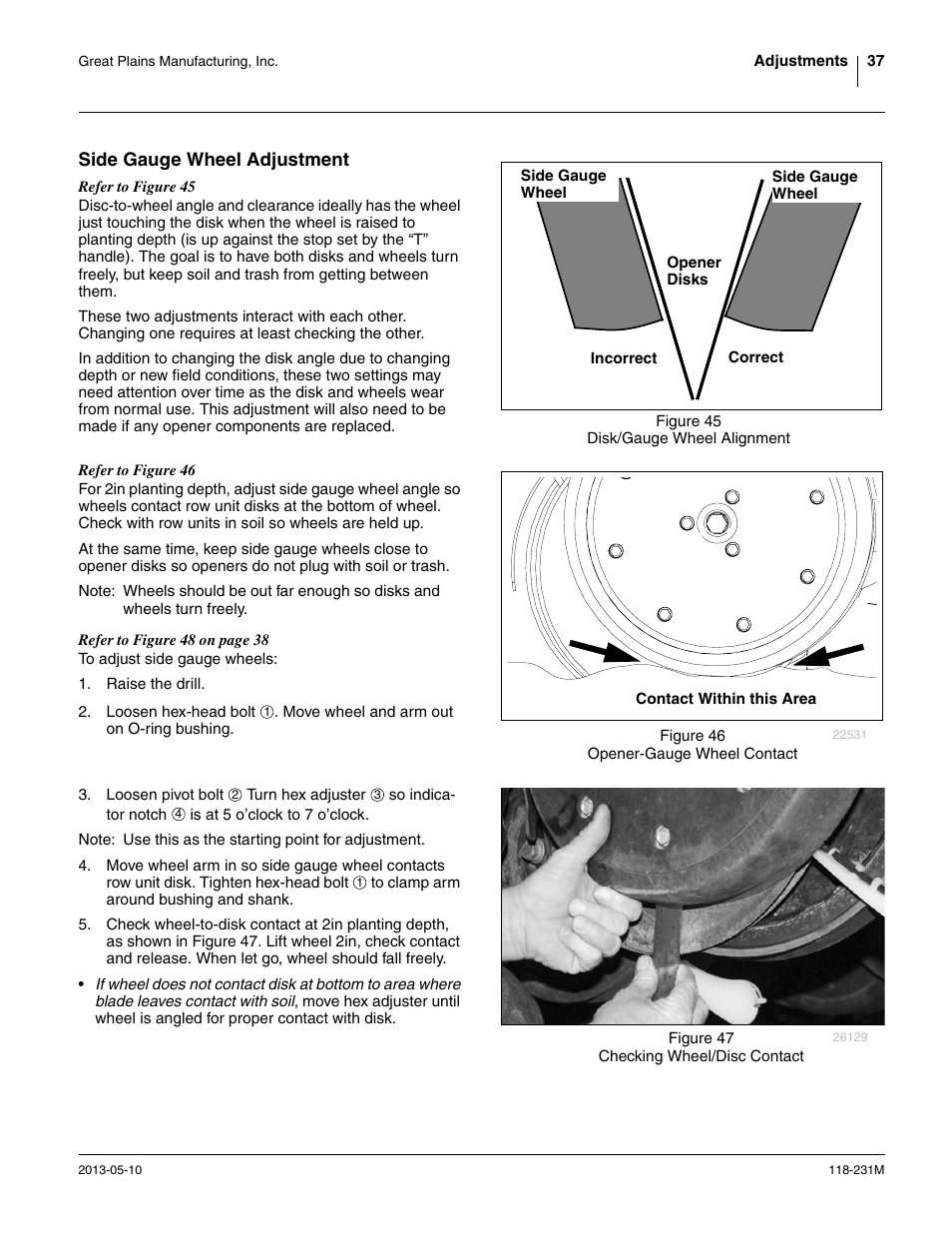 Side gauge wheel adjustment | Great Plains 2525P Operator Manual User Manual | Page 41 / 106