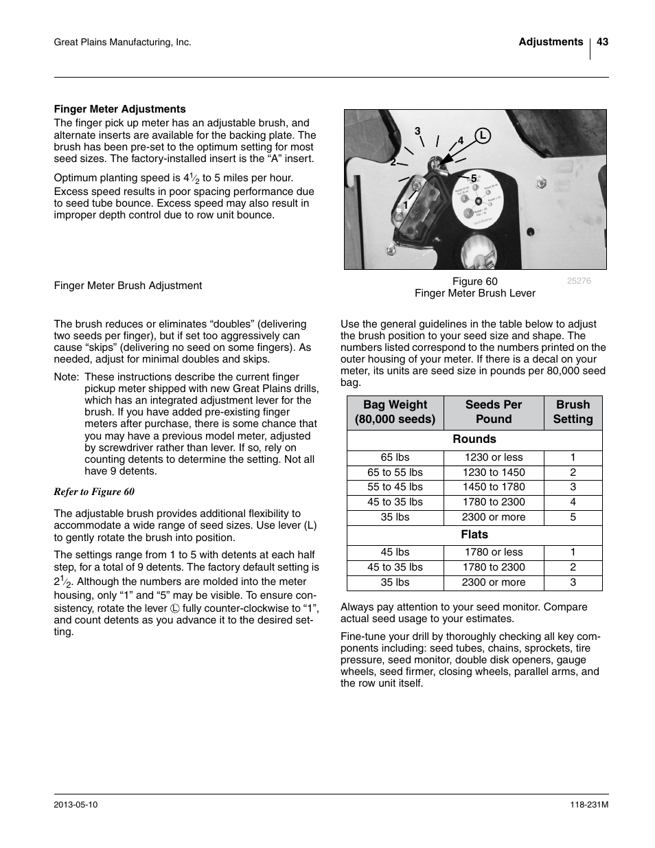 Finger meter adjustments | Great Plains 2525P Operator Manual User Manual | Page 47 / 106
