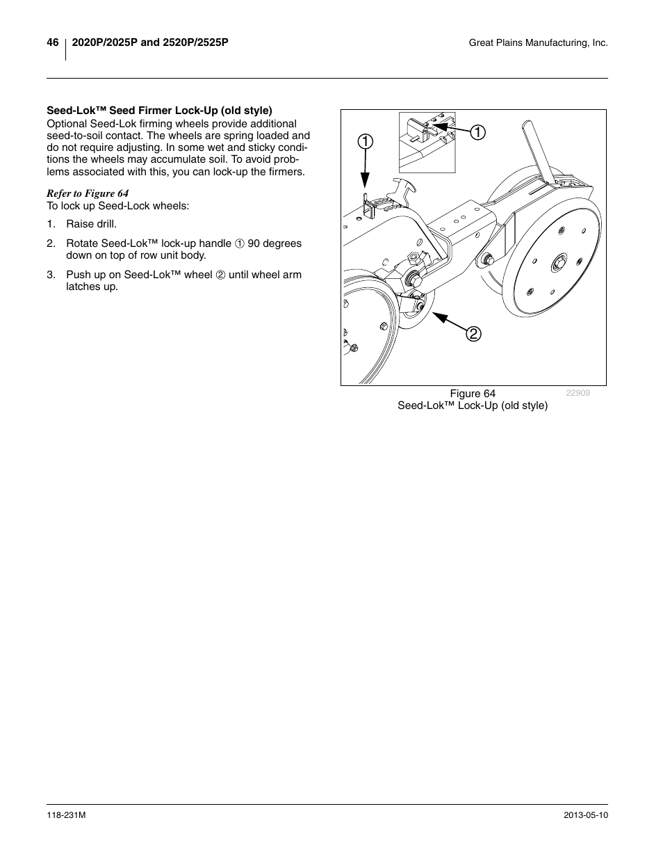 Seed-lok™ seed firmer lock-up (old style) | Great Plains 2525P Operator Manual User Manual | Page 50 / 106