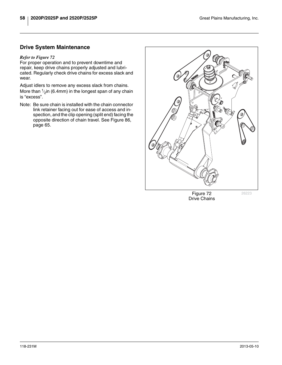 Drive system maintenance | Great Plains 2525P Operator Manual User Manual | Page 62 / 106