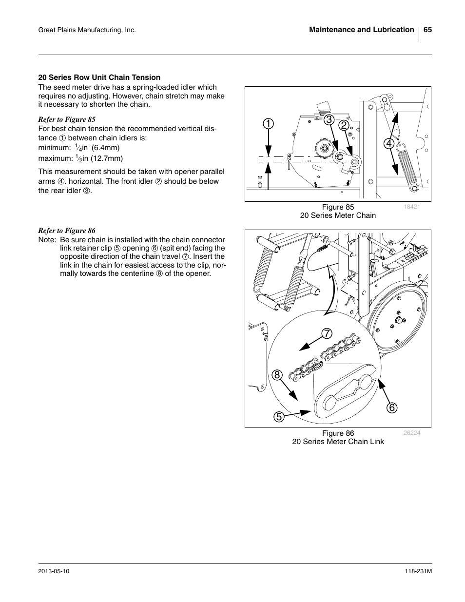 20 series row unit chain tension | Great Plains 2525P Operator Manual User Manual | Page 69 / 106