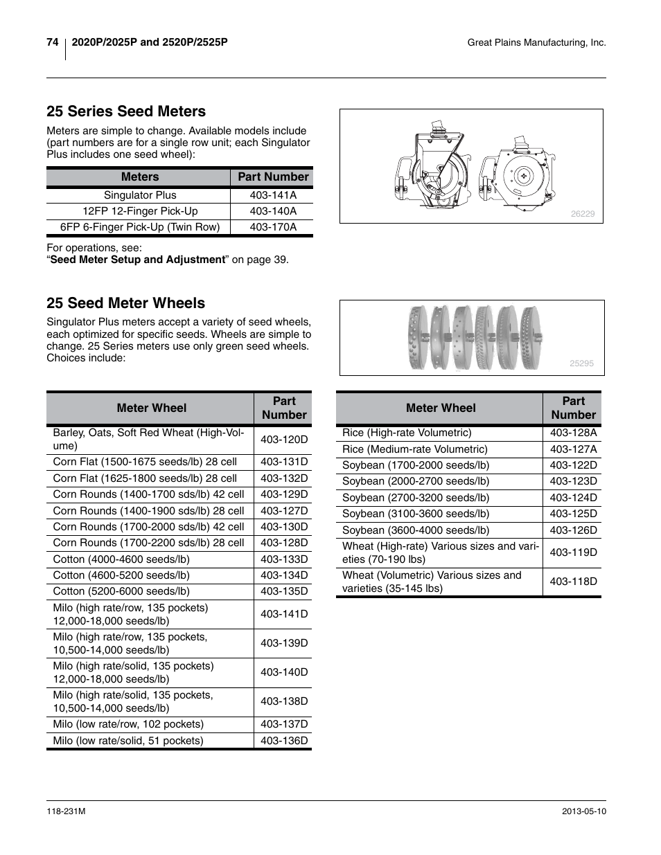 25 series seed meters, 25 seed meter wheels | Great Plains 2525P Operator Manual User Manual | Page 78 / 106
