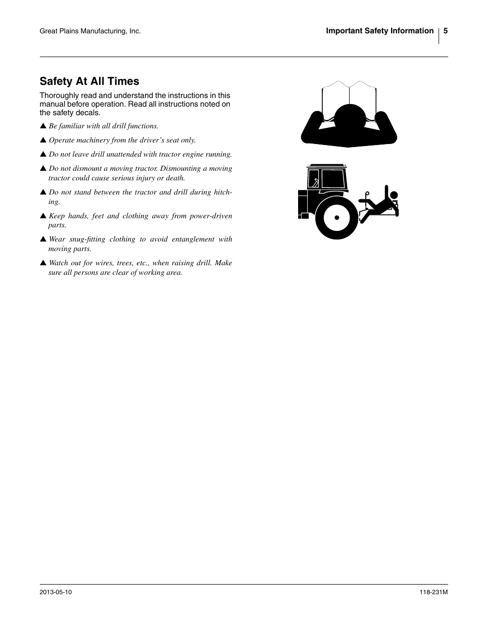Safety at all times | Great Plains 2525P Operator Manual User Manual | Page 9 / 106