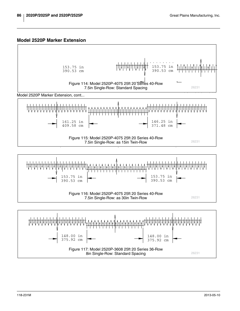 Model 2520p marker extension, 88 to tr, 5 to 15 | 5 to tr30 | Great Plains 2525P Operator Manual User Manual | Page 90 / 106