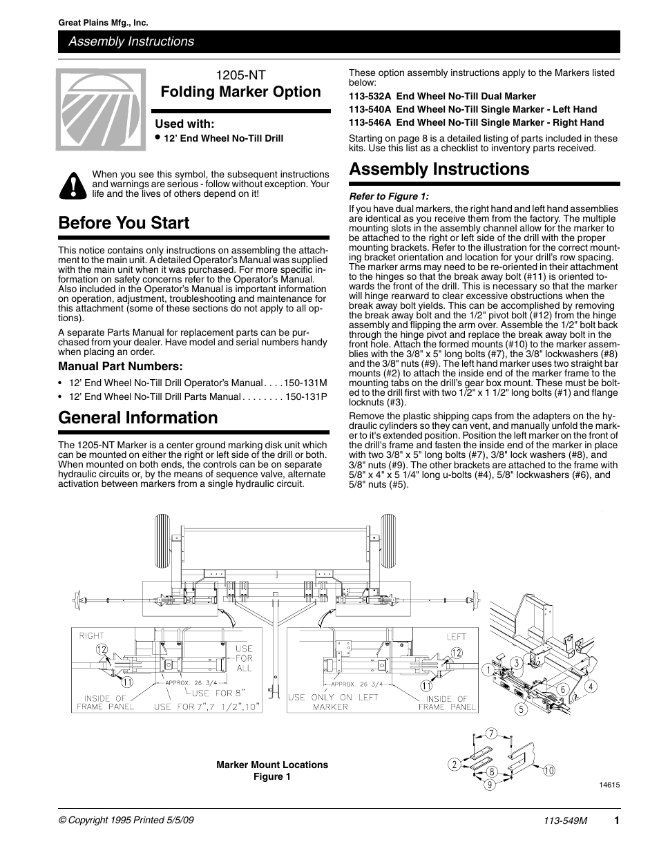 Great Plains 1205-NT Assembly Instructions User Manual | 10 pages