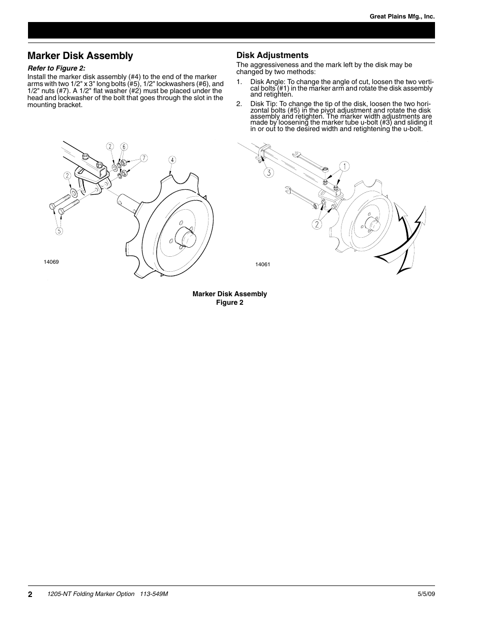 Marker disk assembly | Great Plains 1205-NT Assembly Instructions User Manual | Page 2 / 10