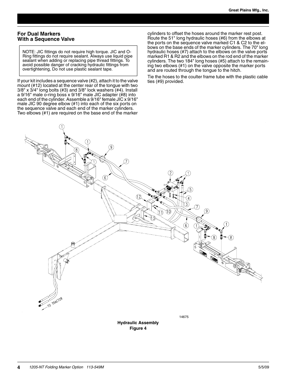 For dual markers with a sequence valve | Great Plains 1205-NT Assembly Instructions User Manual | Page 4 / 10