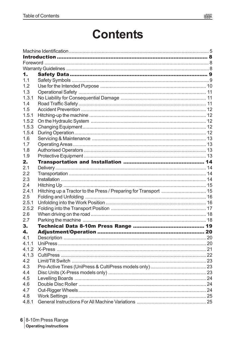 Great Plains 8-10m Press Range SN 180081540048 Operator Manual User Manual | Page 6 / 44