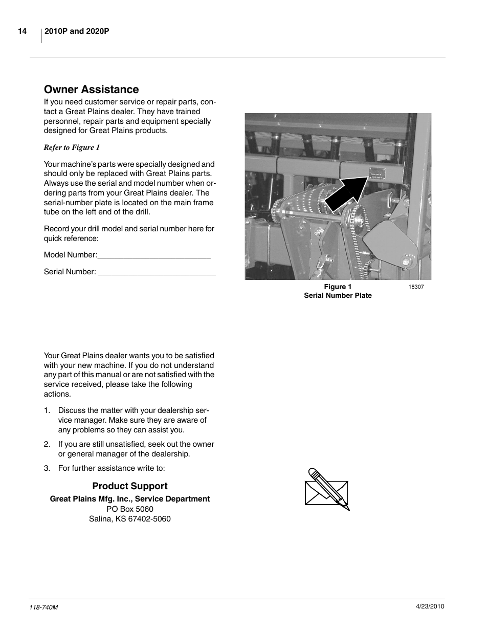 Owner assistance | Great Plains 2020P Operator Manual User Manual | Page 16 / 136