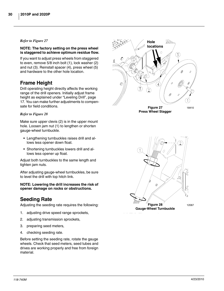Frame height, Seeding rate | Great Plains 2020P Operator Manual User Manual | Page 32 / 136
