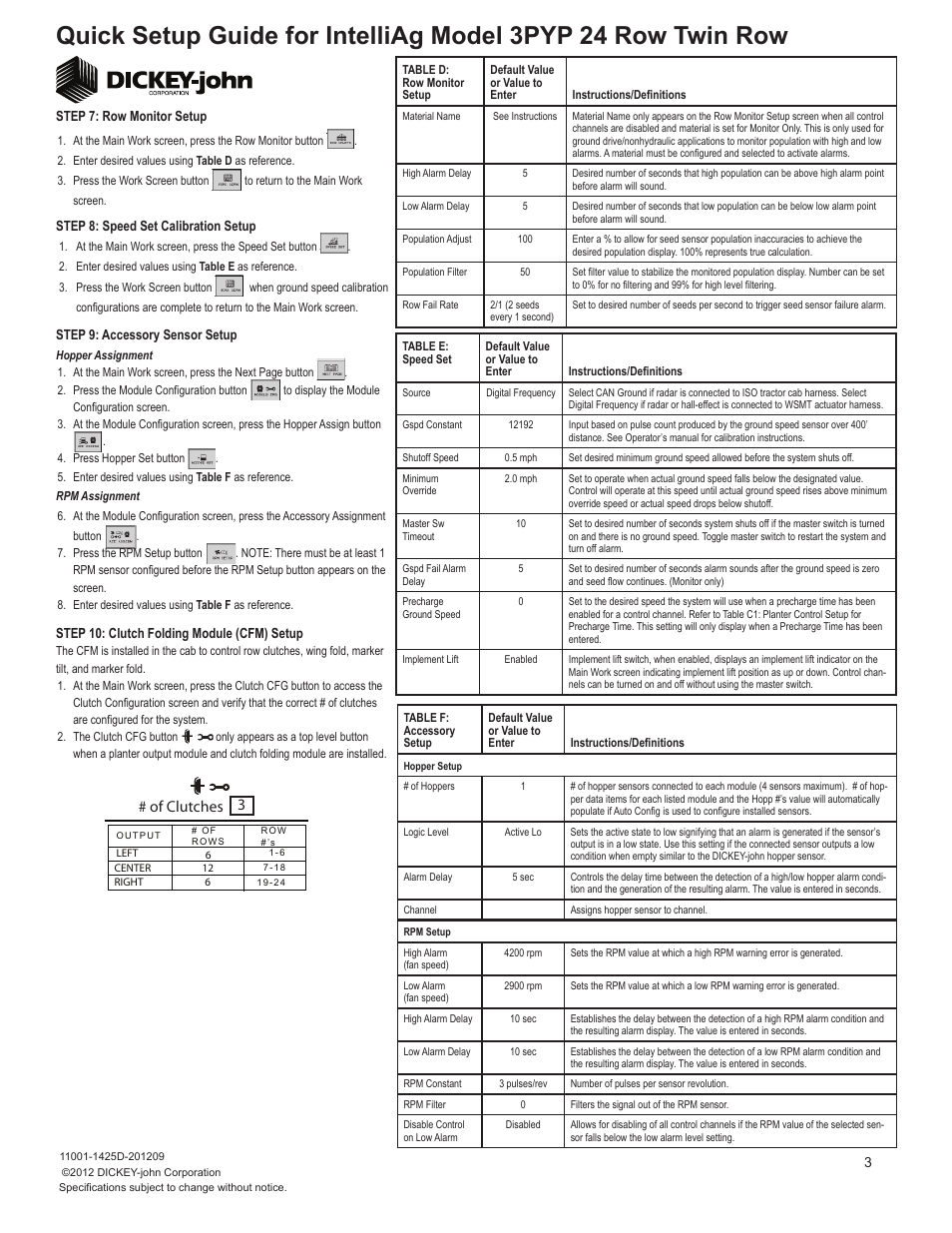 Of clutches 3 | Great Plains 3PYP-24TR40 24 Twin Row 40-Inch Quick Start User Manual | Page 3 / 5