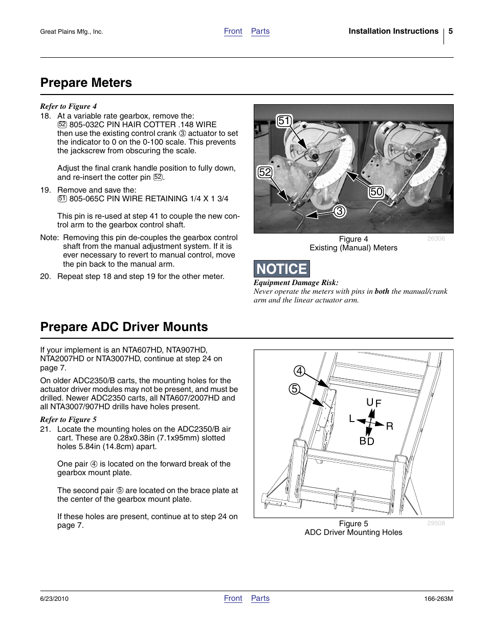 Prepare meters, Prepare adc driver mounts | Great Plains VARIABLE RATE KIT Operator Manual User Manual | Page 5 / 22