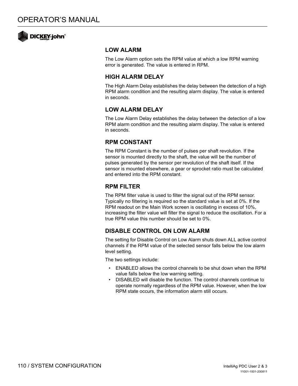 Operator’s manual | Great Plains DICKEY-john IntelliAg Planter-Drill Control L3 User Manual | Page 118 / 185