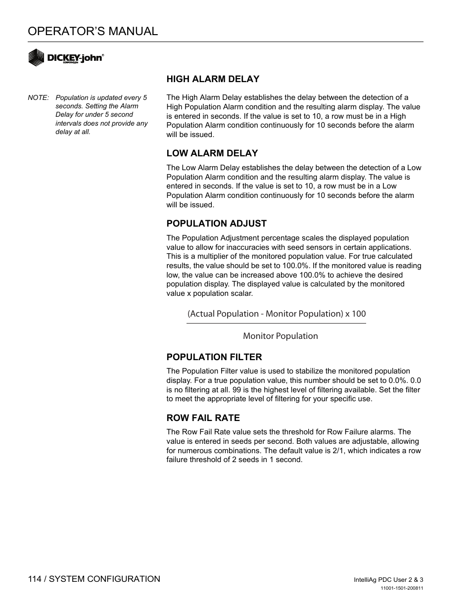 Operator’s manual | Great Plains DICKEY-john IntelliAg Planter-Drill Control L3 User Manual | Page 122 / 185