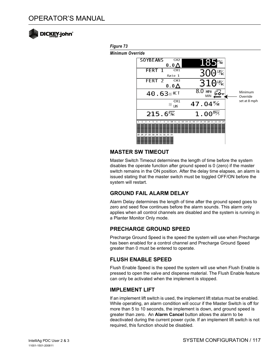 Operator’s manual | Great Plains DICKEY-john IntelliAg Planter-Drill Control L3 User Manual | Page 125 / 185