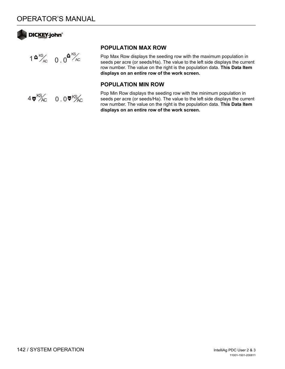 Operator’s manual | Great Plains DICKEY-john IntelliAg Planter-Drill Control L3 User Manual | Page 150 / 185