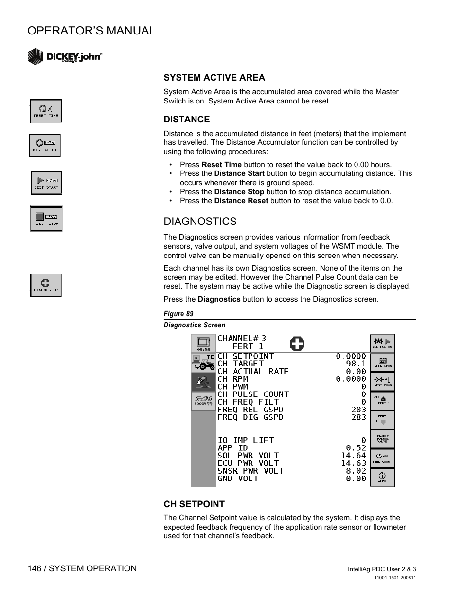 Operator’s manual, Diagnostics | Great Plains DICKEY-john IntelliAg Planter-Drill Control L3 User Manual | Page 154 / 185