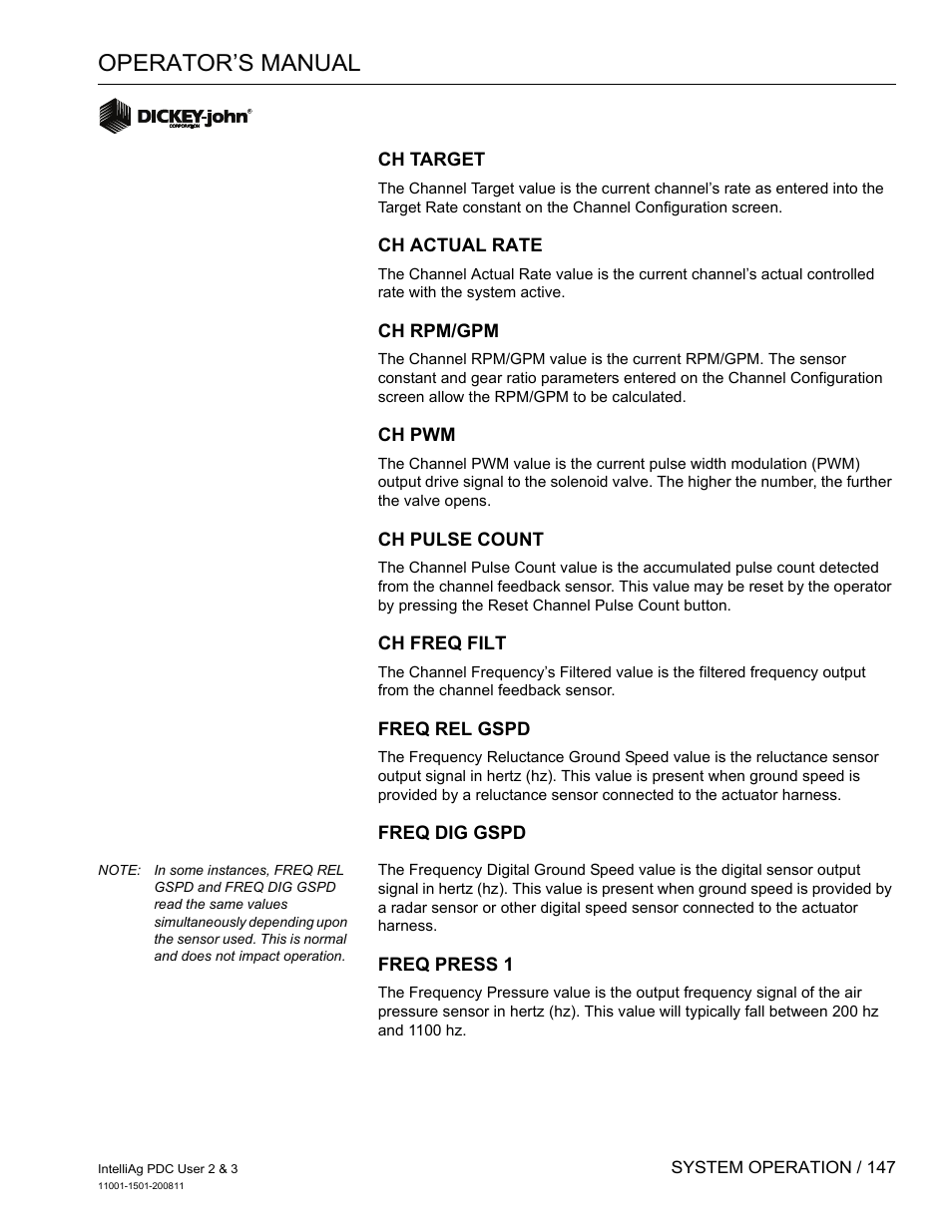 Operator’s manual | Great Plains DICKEY-john IntelliAg Planter-Drill Control L3 User Manual | Page 155 / 185