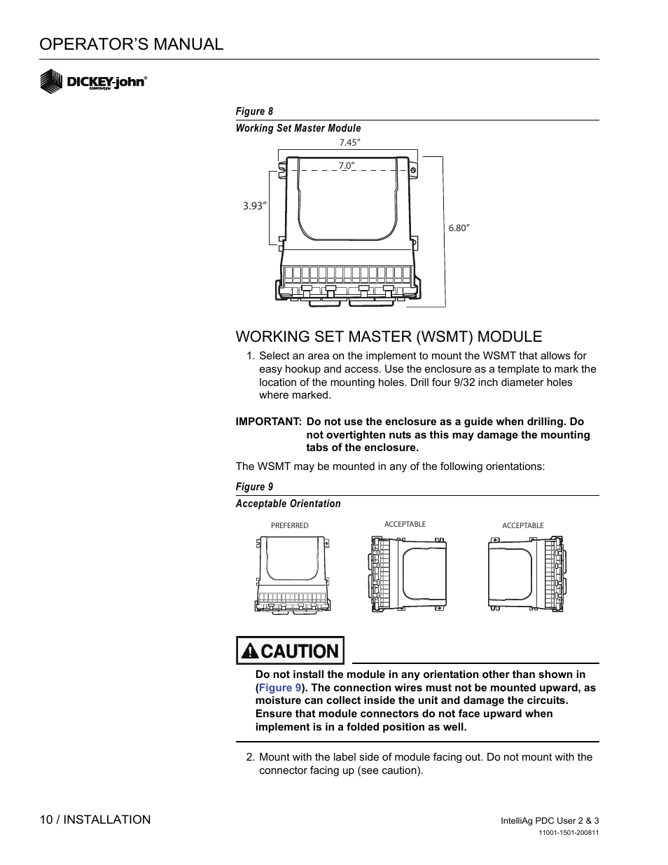 Operator’s manual, Working set master (wsmt) module | Great Plains DICKEY-john IntelliAg Planter-Drill Control L3 User Manual | Page 18 / 185