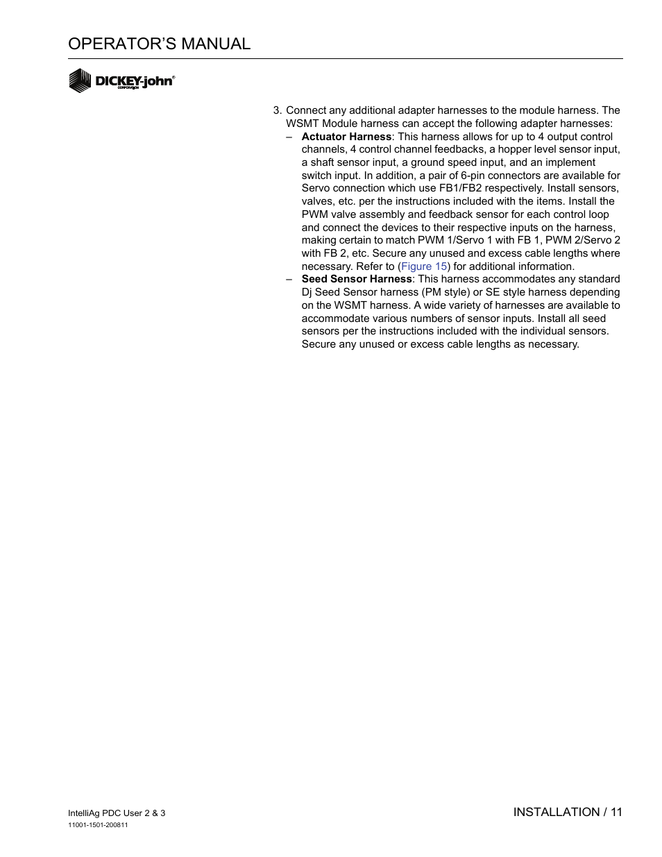 Operator’s manual | Great Plains DICKEY-john IntelliAg Planter-Drill Control L3 User Manual | Page 19 / 185