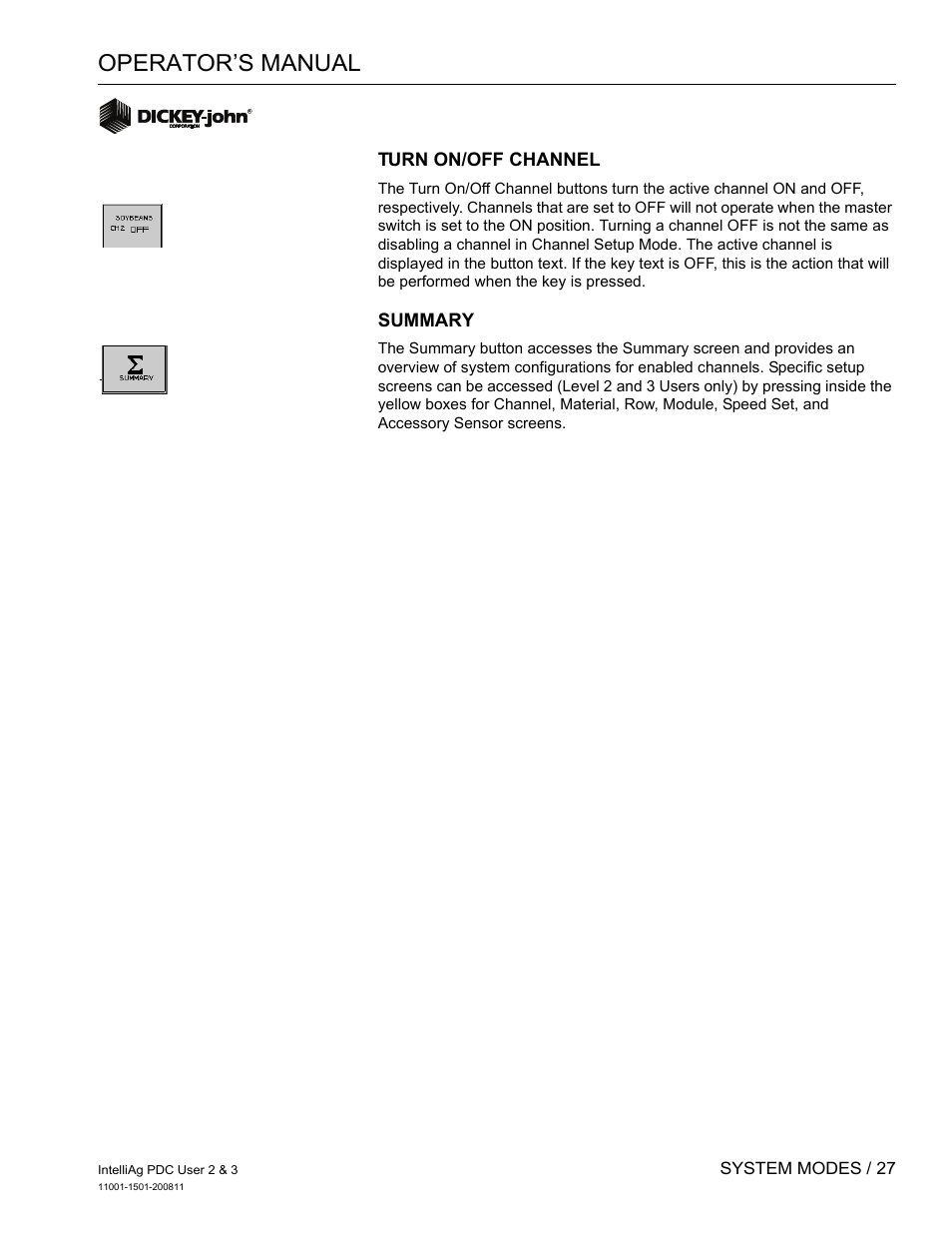 Operator’s manual | Great Plains DICKEY-john IntelliAg Planter-Drill Control L3 User Manual | Page 35 / 185