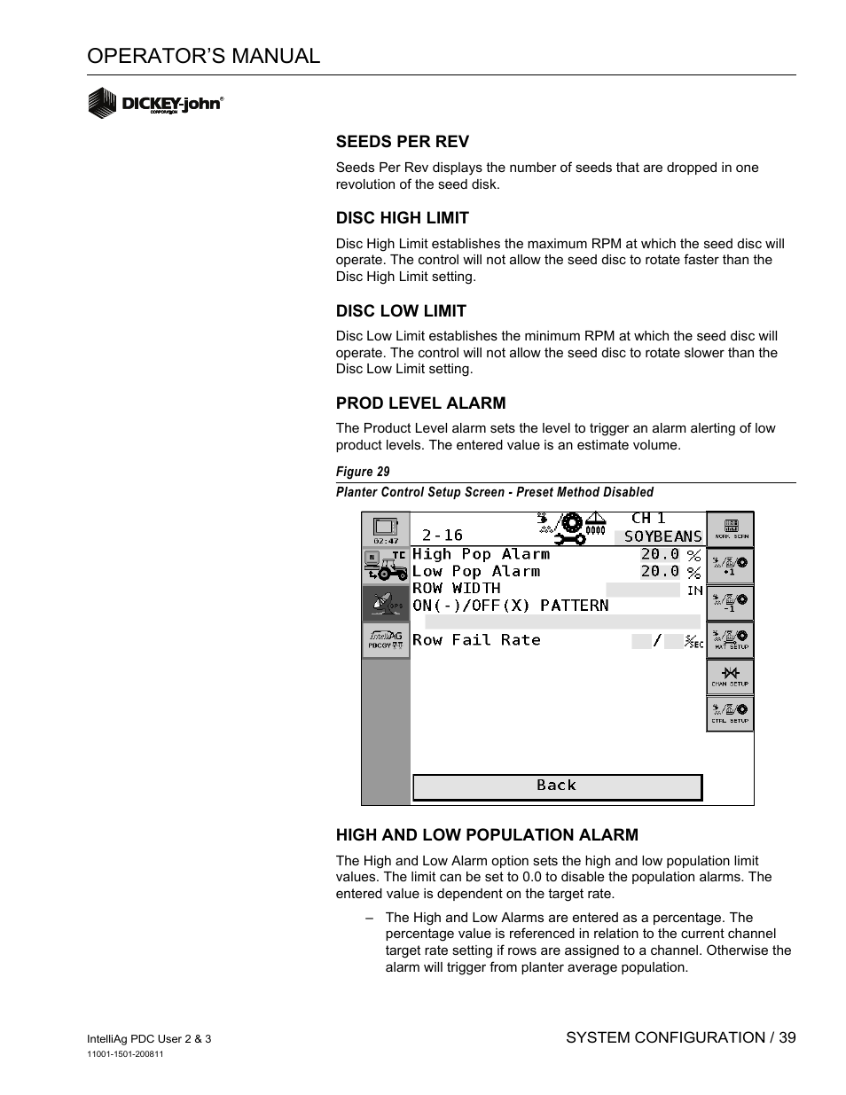 Operator’s manual | Great Plains DICKEY-john IntelliAg Planter-Drill Control L3 User Manual | Page 47 / 185