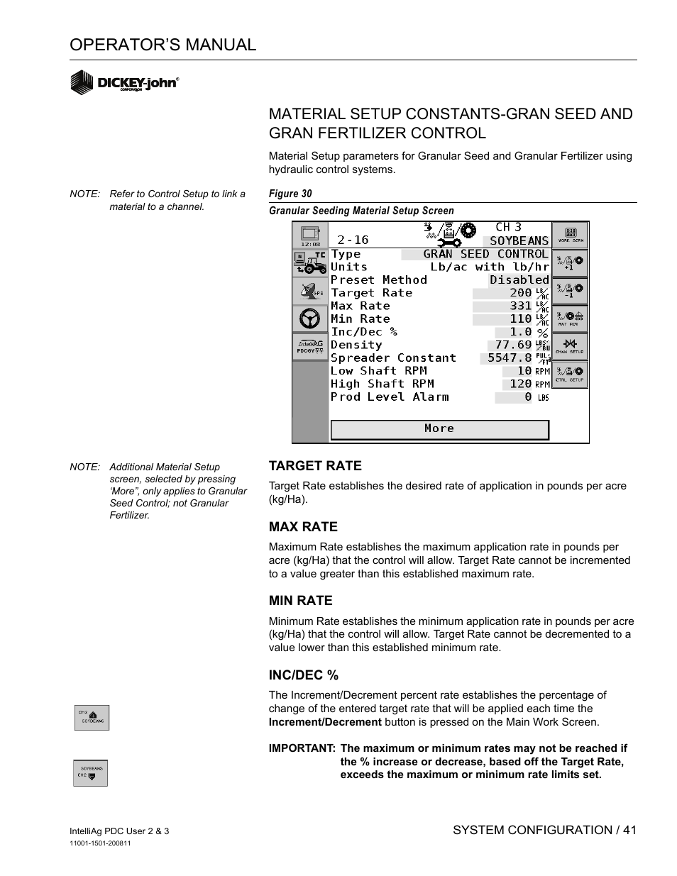 Operator’s manual | Great Plains DICKEY-john IntelliAg Planter-Drill Control L3 User Manual | Page 49 / 185