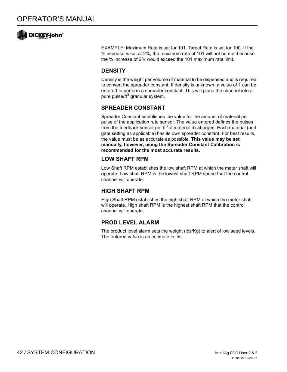 Operator’s manual | Great Plains DICKEY-john IntelliAg Planter-Drill Control L3 User Manual | Page 50 / 185