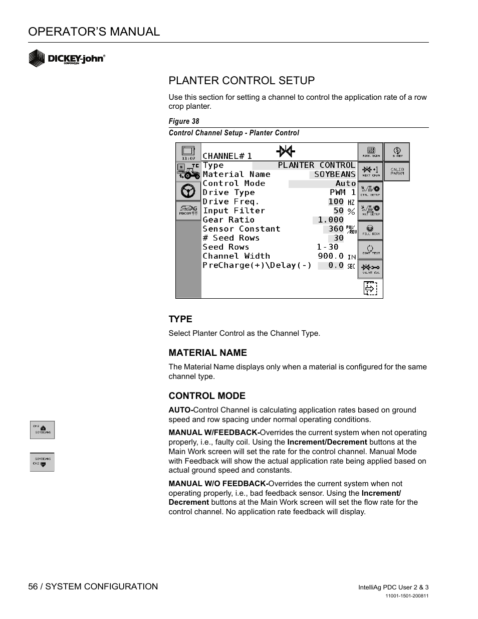 Operator’s manual, Planter control setup | Great Plains DICKEY-john IntelliAg Planter-Drill Control L3 User Manual | Page 64 / 185