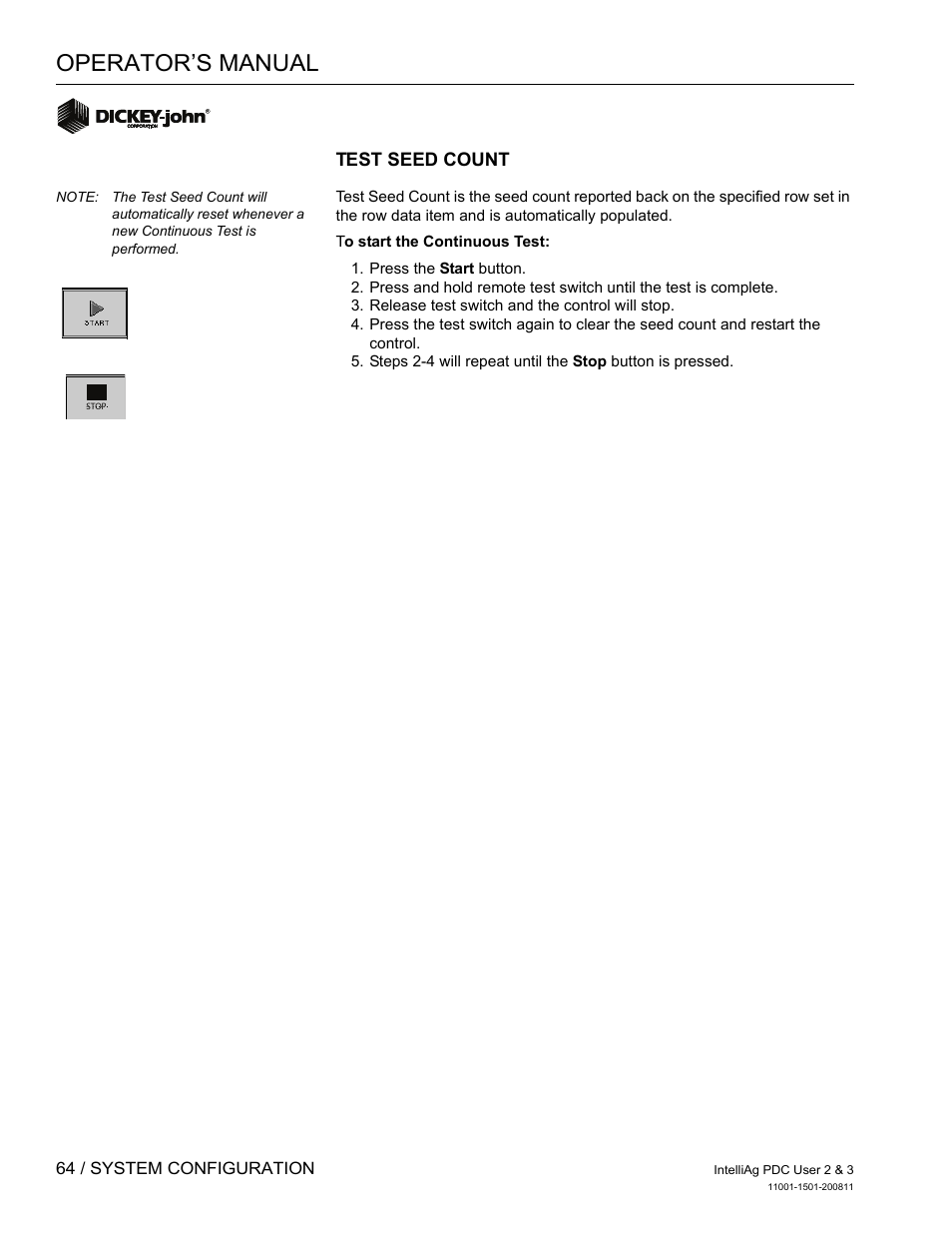 Operator’s manual | Great Plains DICKEY-john IntelliAg Planter-Drill Control L3 User Manual | Page 72 / 185