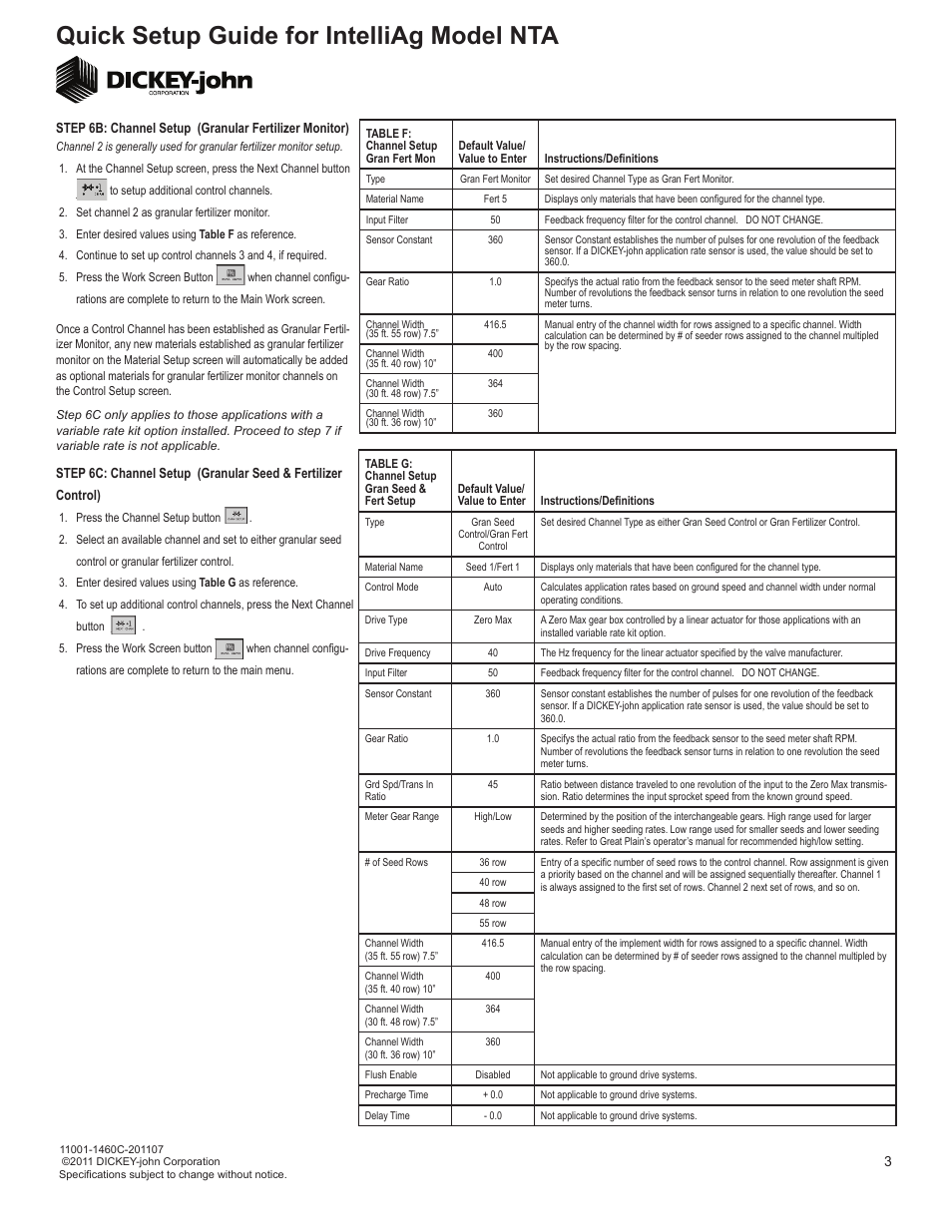 Quick setup guide for intelliag model nta | Great Plains DICKEY-john IntelliAg Quick Start User Manual | Page 3 / 6