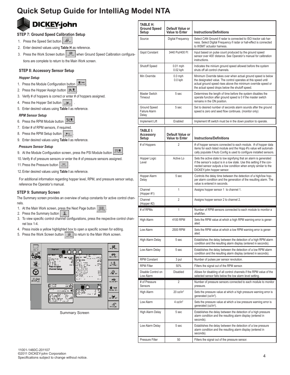 Quick setup guide for intelliag model nta | Great Plains DICKEY-john IntelliAg Quick Start User Manual | Page 4 / 6