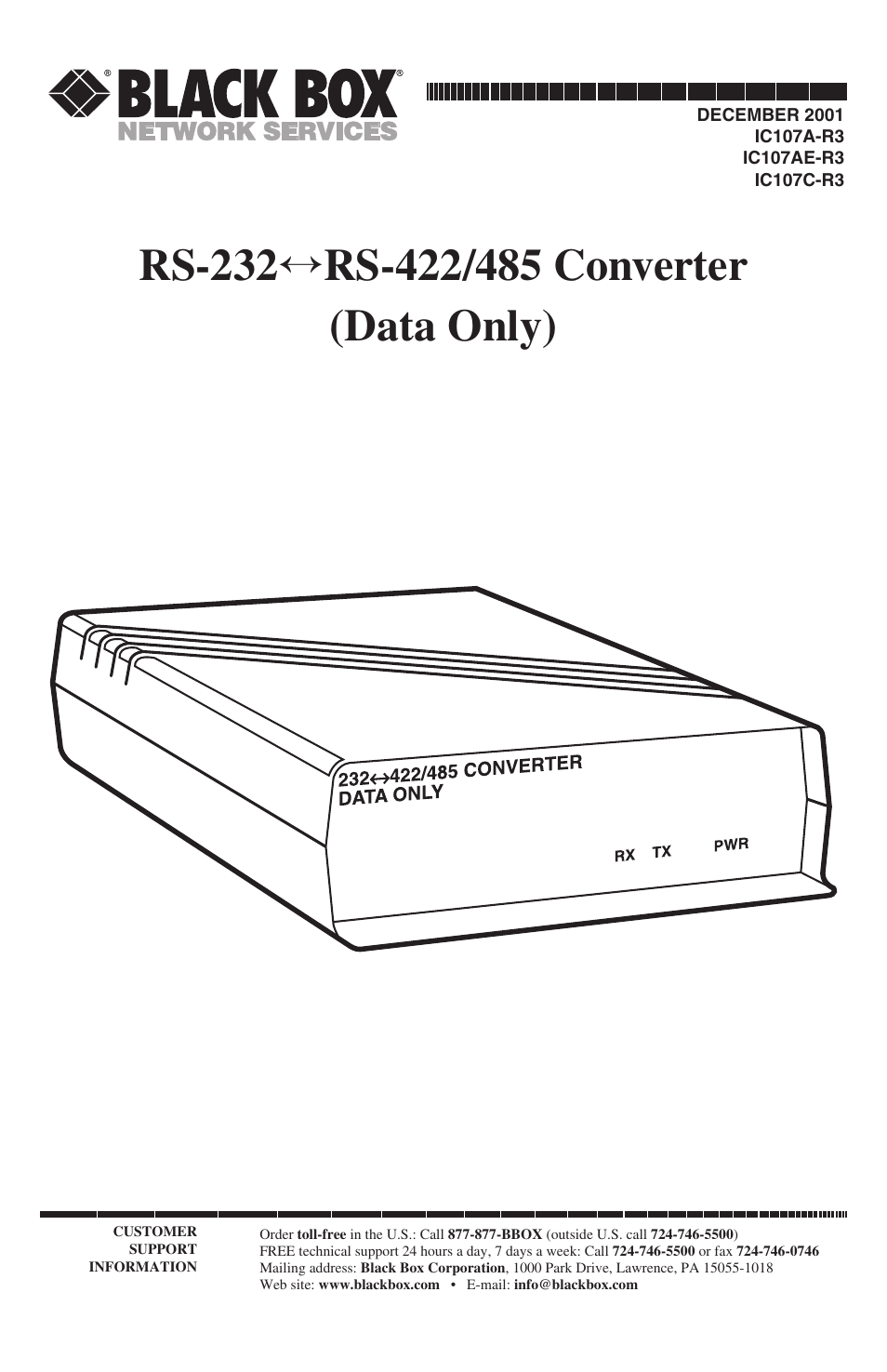 Black Box IC107A-R3 User Manual | 20 pages
