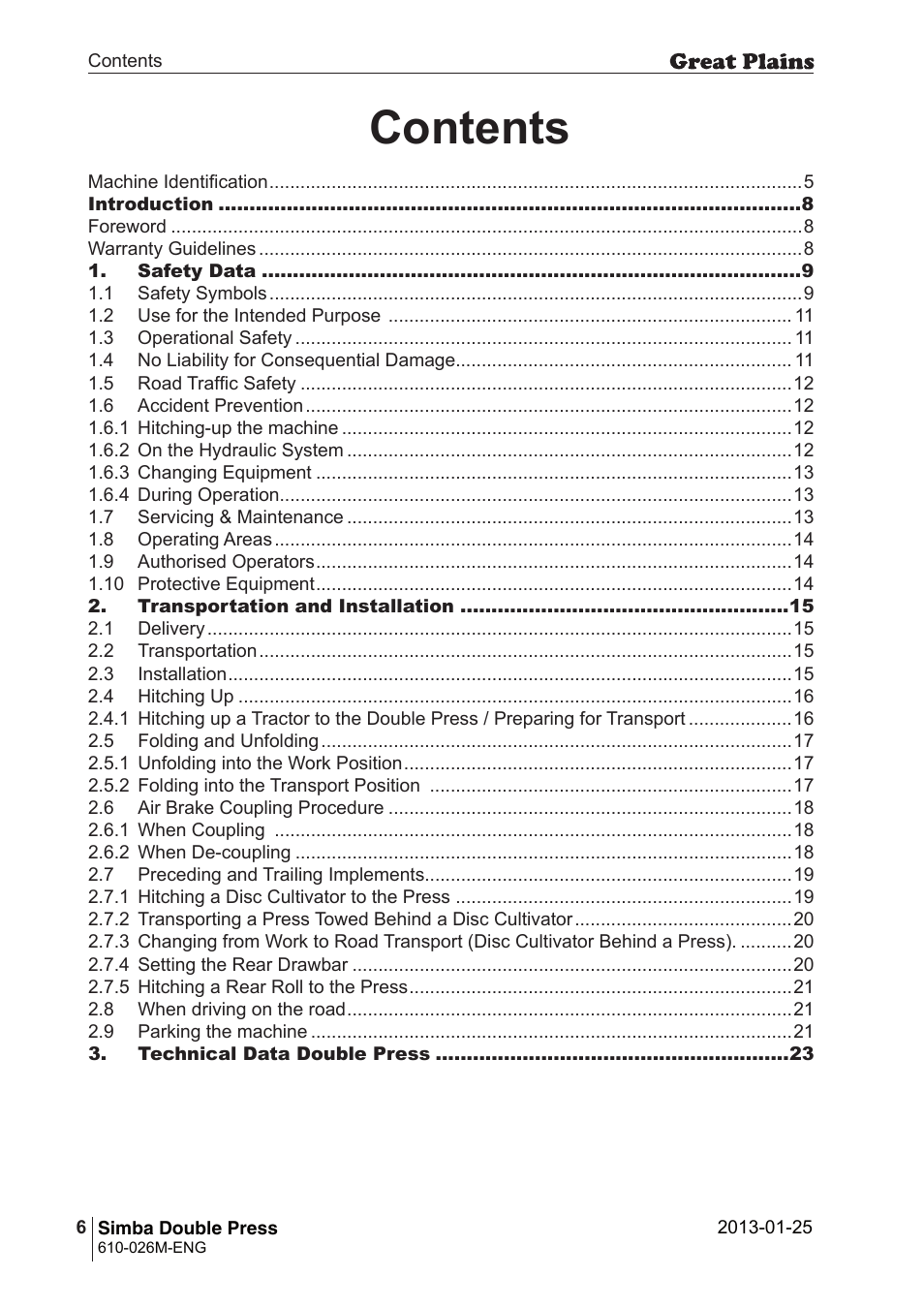 Great Plains Simba Double Press 2013 Operator Manual User Manual | Page 6 / 40