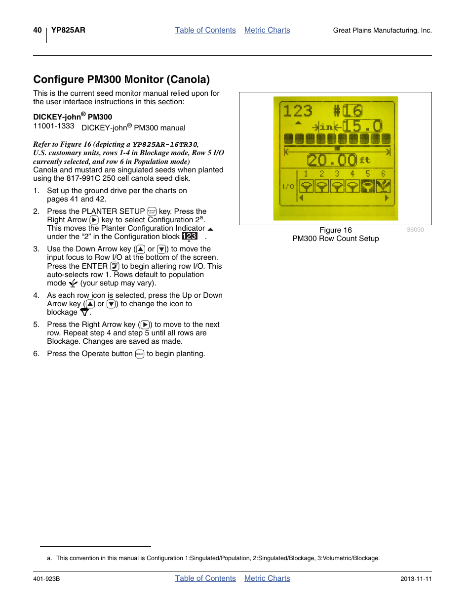 Configure pm300 monitor (canola), Dickey-john® pm300 | Great Plains YP825AR Material Rate User Manual | Page 44 / 124