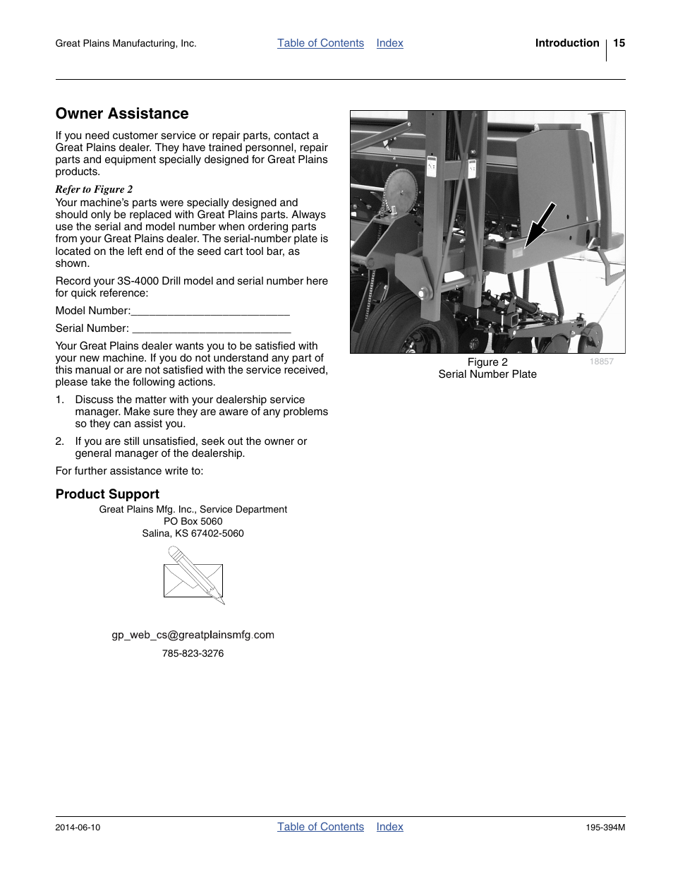 Owner assistance, Product support | Great Plains 3S-4000F Operator Manual User Manual | Page 19 / 114